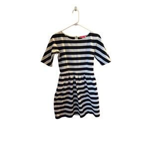 Betsey Johnson Navy Blue and White Striped Dress Size 4 with Pockets